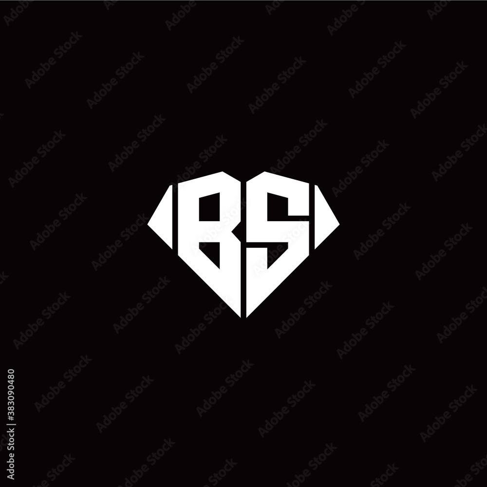 Wall mural B S initial letter with diamond shape origami style logo template vector