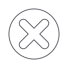 Obraz premium Close vector icon, delete symbol. Error line icon, outline vector sign, linear style pictogram isolated on white. Cancel symbol, logo illustration. Editable stroke