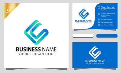 Letter C Square Round Colorful logo design vector illustrator, business card