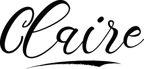 Claire Calligraphy White Color Text On Black Background