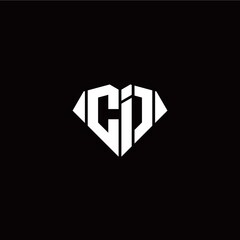 C I initial letter with diamond shape origami style logo template vector