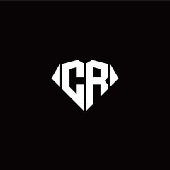 C R initial letter with diamond shape origami style logo template vector