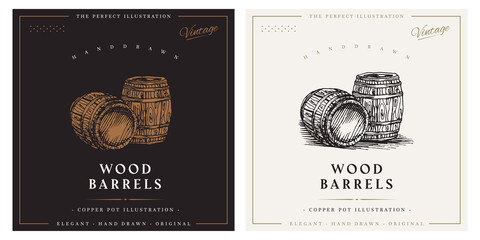 Wood Barrels cask vintage retro logo illustration