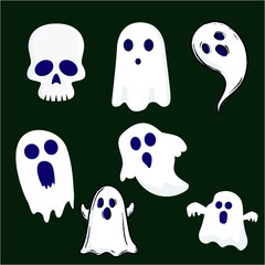 Halloween party colorful icons set  illustration. 