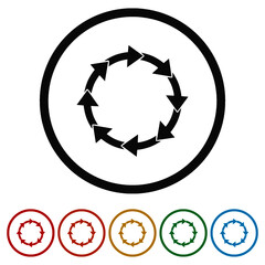 Arrows in circular motion ring, color set