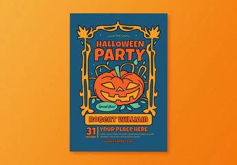 Retro Halloween Party Flyer Layout