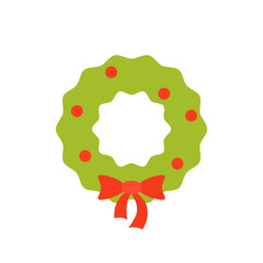 Simple christmas wreath flat icon. Clipart image isolated on white background. © dzm1try