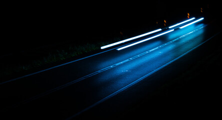 lights of moving cars at night. long exposure