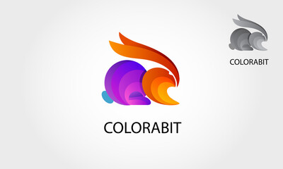 Color Rabbit Vector Logo Template on white background. This logo a professional clean and elegant can be used for design studios, agencies architectural, marketing, software development and app, etc. 