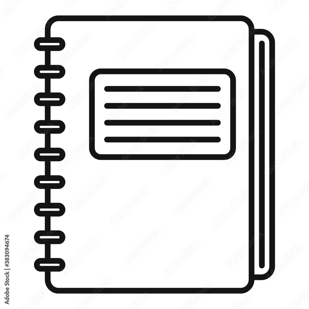 Poster library notebook icon. outline library notebook vector icon for web design isolated on white backgro