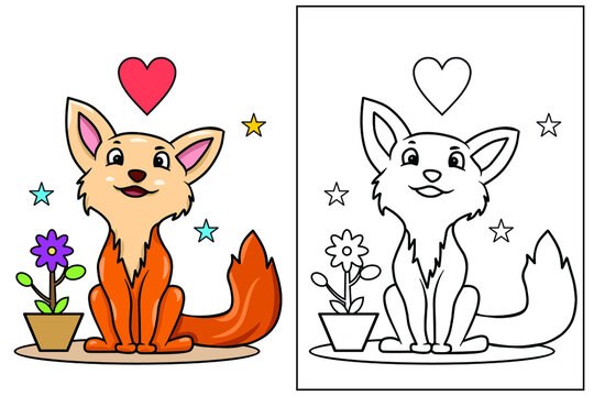 cute wolf coloring page vector