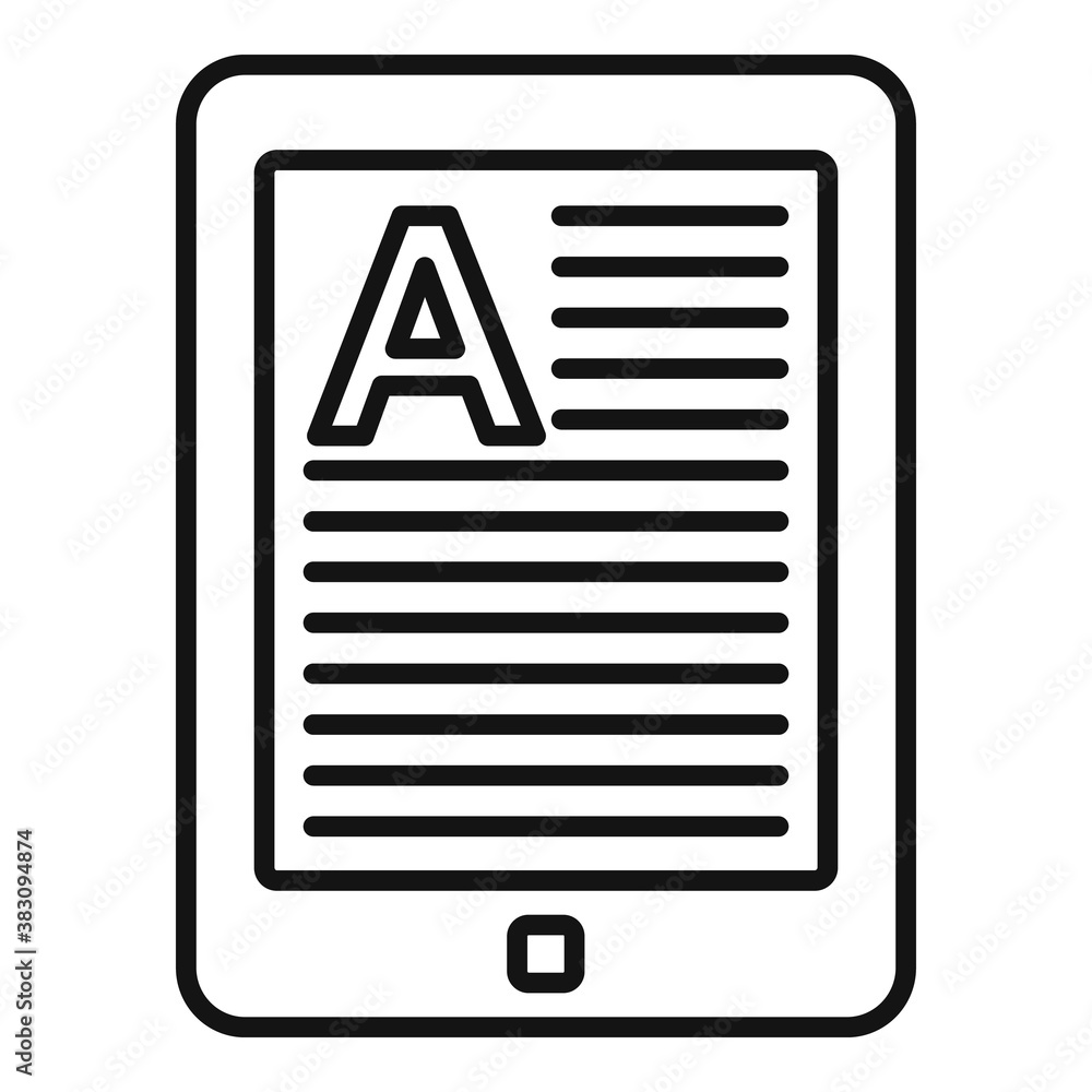 Poster library tablet reader icon. outline library tablet reader vector icon for web design isolated on whi