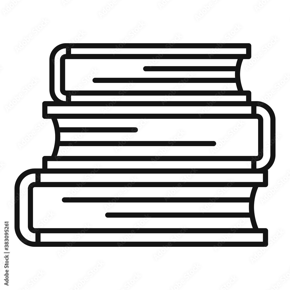 Poster library book stack icon. outline library book stack vector icon for web design isolated on white bac