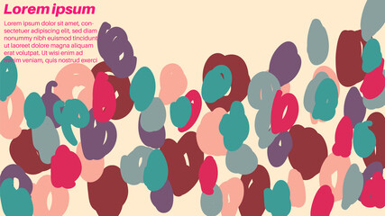 Bright abstract background with strokes, marker, spots, geometric shapes. Collage with fantasy shapes. Vector illustration.