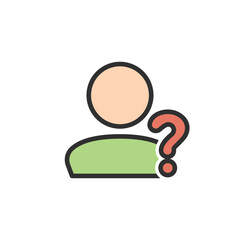 User Question icon. Profile details, help, faq icon