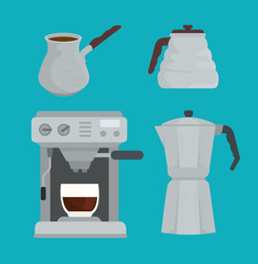coffee brewing methods set icons vector illustration design