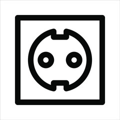 Electric socket with a plug icon on white background