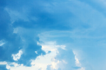 A blue sky white clouds on nature summer weather background