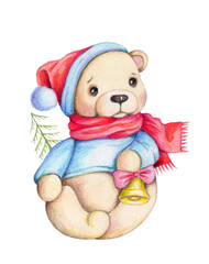 santa teddy bear in red cap