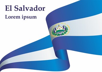 Flag of El Salvador, Republic of El Salvador. Bright, colorful vector illustration.