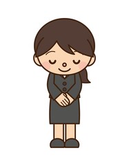お辞儀 スーツ 女性