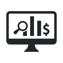 Online marketing report icon, Financial earnings analytics, online shopping report