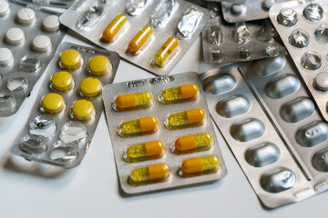 different medicine drugs  pills  tablets. pharmaceutical medicine pills