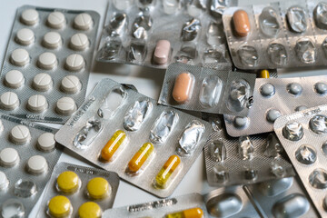 different medicine drugs  pills  tablets. pharmaceutical medicine pills