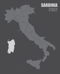 Obraz premium The Italy map with the highlighted Sardinia region