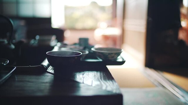 Japanese Breakfast Served On A Traditional Irori Table In Wakayama, Japan - close up, selective focus