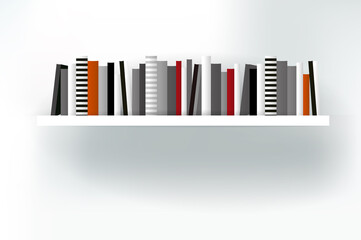 Book shelf. Vector illustration. Bookstore indoor.