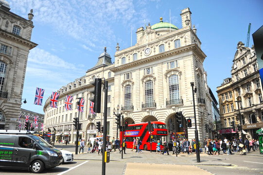 Piccadilly Circus and Regent Street in London, UK.