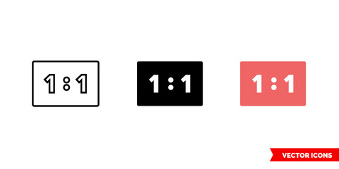 One to one icon of 3 types color, black and white, outline. Isolated vector sign symbol.