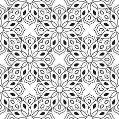 Fantasy seamless pattern with decorative mandala. Abstract round doodle floral background. Floral geometric infinity background. Wrapping paper, textiles, fabric. Vector illustration.