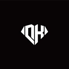 D K initial letter with diamond shape origami style logo template vector