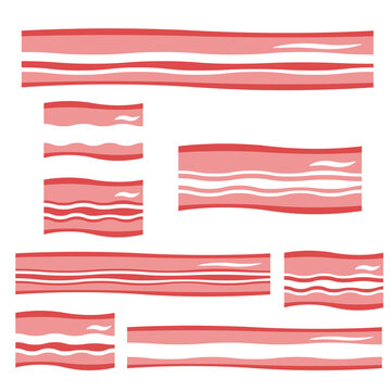 Bacon icon set, isolated on white background, vector illustration.