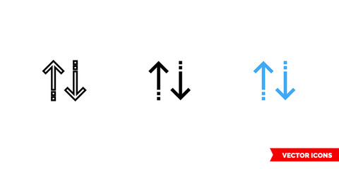 Up down arrow icon of 3 types color, black and white, outline. Isolated vector sign symbol.