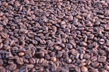 Dark coffee beans isolated background