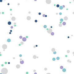 Abstract seamless pattern with colorful chaotic small circles. Infinity dotted messy geometric pattern. Random polka dot. Vector illustration.