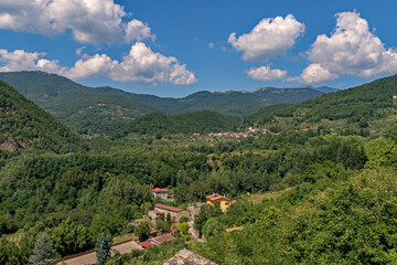 Fototapeta premium Landscape into the mountains near Fivizzano at the Tuscany Region in Italy 