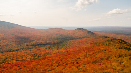 Beautiful autumnal colors in the Mont-Megantic national park, Canada