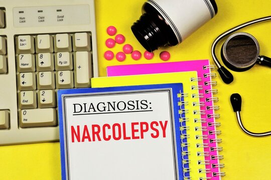 Narcolepsy - Disorder Of The Sleep, Disease Of The Nervous System The Text Label On The Form In The Medical Folder. The Diagnosis Was Made By A Doctor. Prevention And Treatment With Medications.