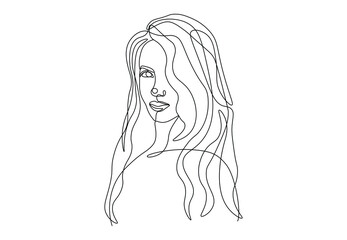 Modern abstract face. Contemporary female silhouette. Trendy hand drawn outline vector illustration. One continuous line, minimalistic fashion concept