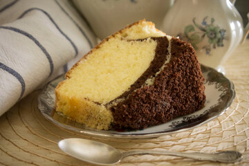 chiffon cake with chocolate and powdered sugar