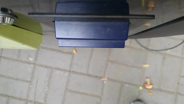 bill are inserted into a broken slot machine's bill acceptor. contactless payment.