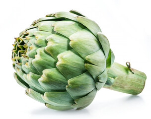 Fototapeta premium Artichoke flower edible bud isolated on white background.