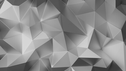 Plakat Silver triangle low polygon. Gray geometric triangular polygonal. Abstract mosaic background. 3D Rendering illustration.