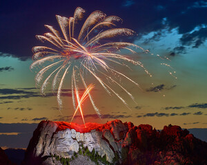 fireworks over Mount Rushmore
