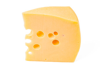 a piece of cheese isolated on a white background