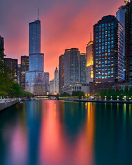 city skyline at night